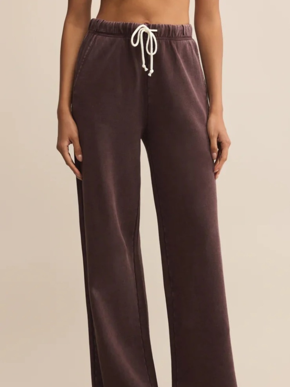 Z Supply NWT Hunter Knit Sweatpants in Chocolate Cherry | Size Small - Picture 2 of 12